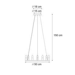 Industriële hanglamp zwart 7-lichts - Knight