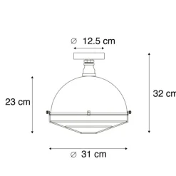Industriële plafondlamp antiek zilver 32 cm - Course
