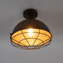 Industriële plafondlamp antiek zilver 32 cm - Course