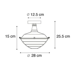 Industriële plafondlamp antiek zilver 25,5 cm - Course