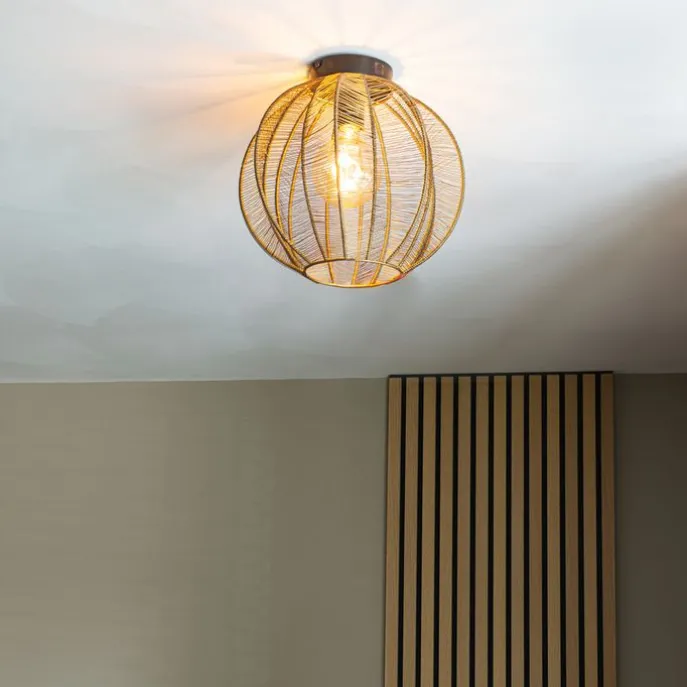 Industriële plafondlamp brons met zwart - Dong