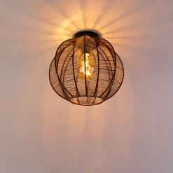 Industriële plafondlamp brons met zwart - Dong