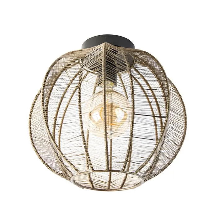 Industriële plafondlamp brons met zwart - Dong