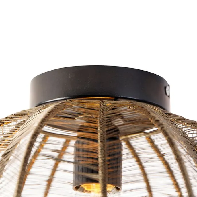 Industriële plafondlamp brons met zwart - Dong