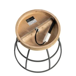 Industriële plafondlamp donkergrijs met hout - Arthur