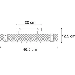 Industriële plafondlamp hout met staal 4-lichts - Reena