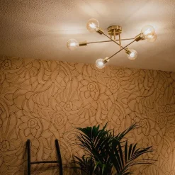 Industriële plafondlamp messing 6-lichts- Sydney