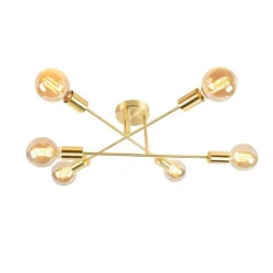 Industriële plafondlamp messing 6-lichts- Sydney