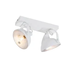 Industriële plafondlamp wit met zilver 2-lichts verstelbaar - Magnax