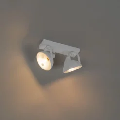Industriële plafondlamp wit met zilver 2-lichts verstelbaar - Magnax