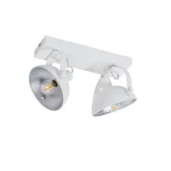 Industriële plafondlamp wit met zilver 2-lichts verstelbaar - Magnax