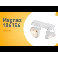 Industriële plafondlamp wit met zilver 2-lichts verstelbaar - Magnax
