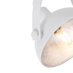 Industriële plafondlamp wit met zilver 2-lichts verstelbaar - Magnax