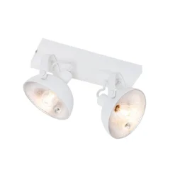 Industriële plafondlamp wit met zilver 2-lichts verstelbaar - Magnax