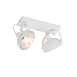 Industriële plafondlamp wit met zilver 2-lichts verstelbaar - Magnax