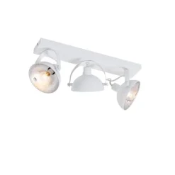 Industriële plafondlamp wit met zilver 3-lichts verstelbaar - Magnax