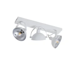 Industriële plafondlamp wit met zilver 3-lichts verstelbaar - Magnax