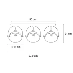 Industriële plafondlamp wit met zilver 3-lichts verstelbaar - Magnax