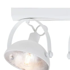 Industriële plafondlamp wit met zilver 3-lichts verstelbaar - Magnax