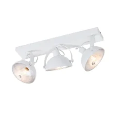 Industriële plafondlamp wit met zilver 3-lichts verstelbaar - Magnax