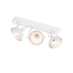Industriële plafondlamp wit met zilver 3-lichts verstelbaar - Magnax