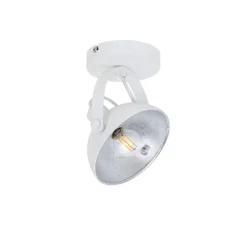 Industriële plafondlamp wit met zilver 15 cm verstelbaar - Magnax