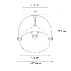 Industriële plafondlamp wit met zilver 15 cm verstelbaar - Magnax