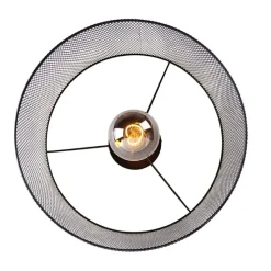 Industriële plafondlamp zwart - Drum Mesh