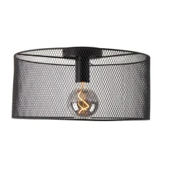 Industriële plafondlamp zwart - Drum Mesh