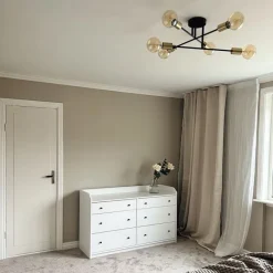 Industriële plafondlamp zwart met goud 6-lichts - Sydney