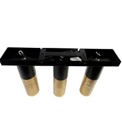 Industriële plafondlamp zwart met goud langwerpig 3-lichts - Raspi