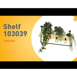 Industriële plafondlamp zwart met hout 3-lichts - Shelf