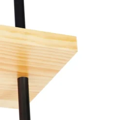 Industriële plafondlamp zwart met hout 3-lichts - Shelf