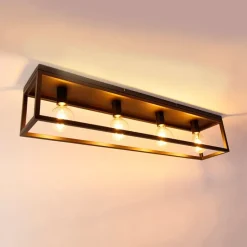 Industriële plafondlamp zwart 99,5 cm 4-lichts - Cage