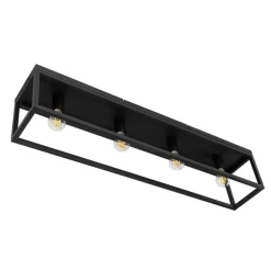 Industriële plafondlamp zwart 99,5 cm 4-lichts - Cage