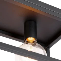 Industriële plafondlamp zwart 99,5 cm 4-lichts - Cage