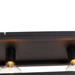 Industriële plafondlamp zwart 99,5 cm 4-lichts - Cage