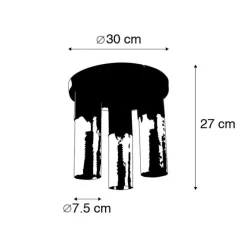Industriële plafondlamp zwart met goud rond 3-lichts - Raspi