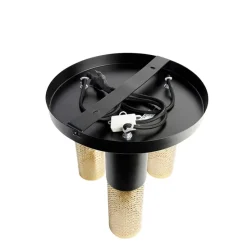 Industriële plafondlamp zwart met goud rond 3-lichts - Raspi