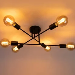 Industriële plafondlamp zwart 6-lichts - Sydney