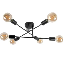 Industriële plafondlamp zwart 6-lichts - Sydney