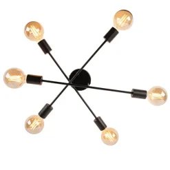Industriële plafondlamp zwart 6-lichts - Sydney