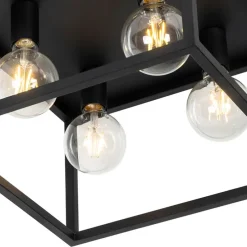 Industriële plafondlamp zwart 40 cm 4-lichts - Cage