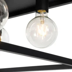 Industriële plafondlamp zwart 40 cm 4-lichts - Cage