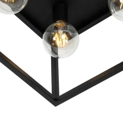 Industriële plafondlamp zwart 40 cm 4-lichts - Cage