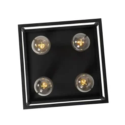 Industriële plafondlamp zwart 40 cm 4-lichts - Cage