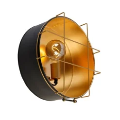 Industriële plafondlamp zwart met goud 35 cm - Barril