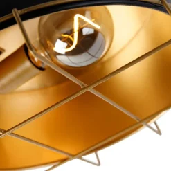 Industriële plafondlamp zwart met goud 35 cm - Barril