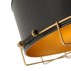 Industriële plafondlamp zwart met goud 35 cm - Barril