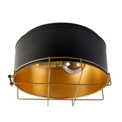 Industriële plafondlamp zwart met goud 35 cm - Barril